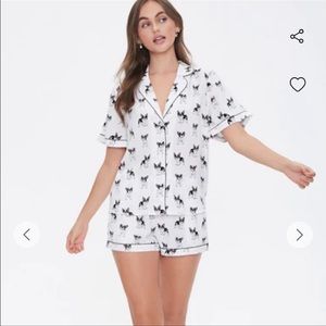 FOREVER 21 frenchie dog pajama shirt and short set | small